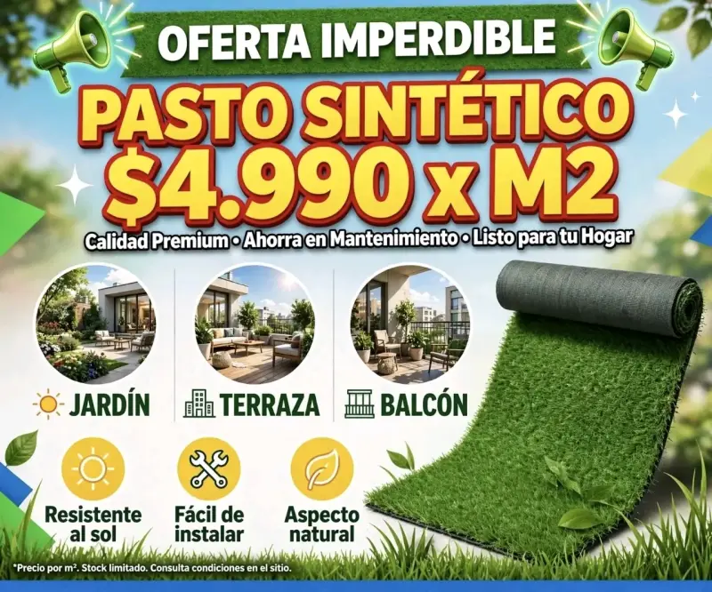 Césped Sintético Verde 1x1m2 Natural - 1