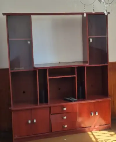 Mueble de Entretenimiento de Madera con Almacenamiento - miniatura 1