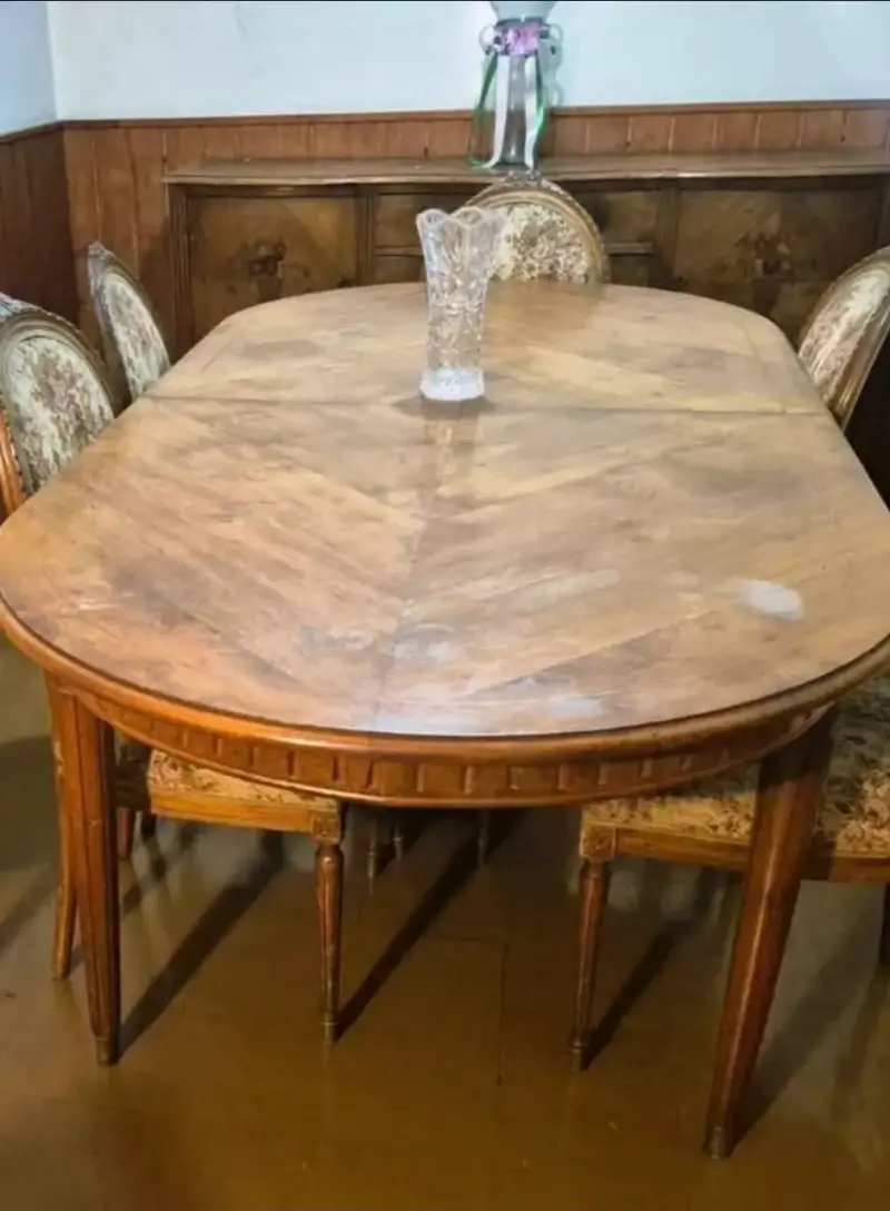 Mesa de comedor de madera vintage Luis XVI - 3