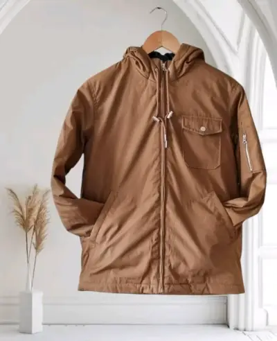 Chaqueta marrón con capucha para hombre - miniatura 1