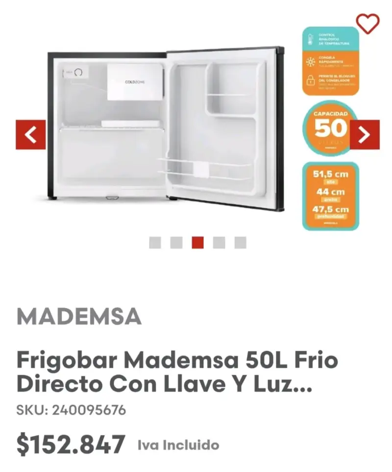 Frigobar Mademsa 50 litros negro - 5