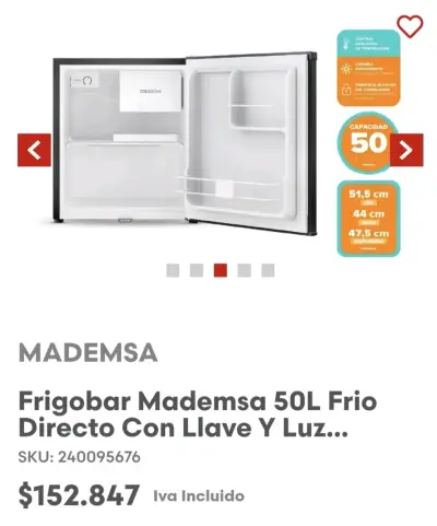 Frigobar Mademsa 50 litros negro - miniatura 5