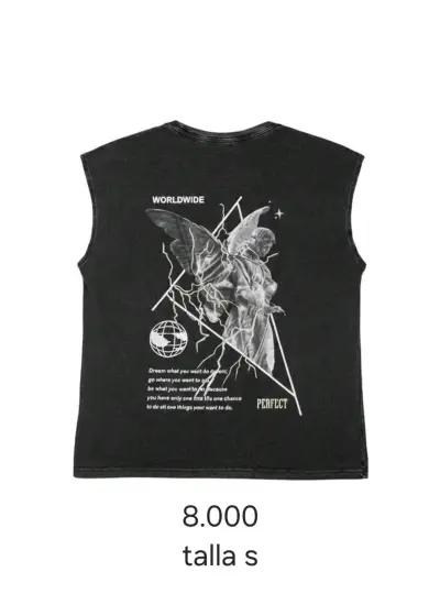 Polera sin mangas negra con diseño gráfico - miniatura 1