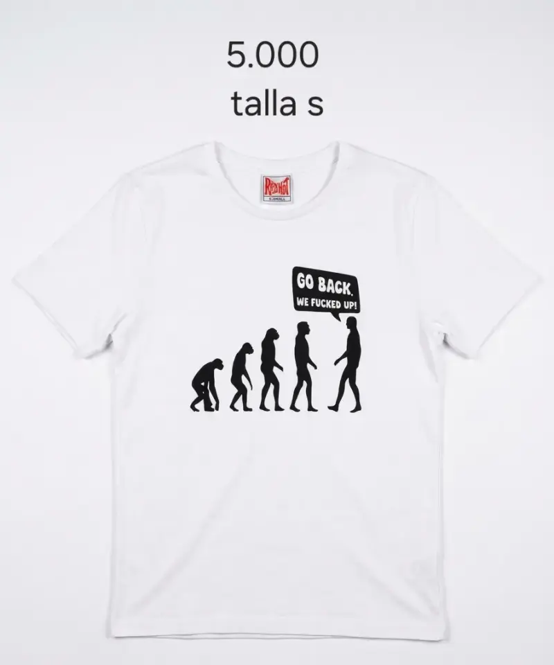 Polera blanca con diseño evolutivo talla S