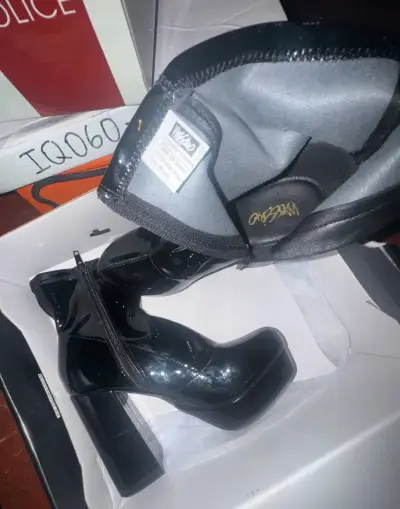 Botines de charol negro con plataforma Massimo - miniatura 2