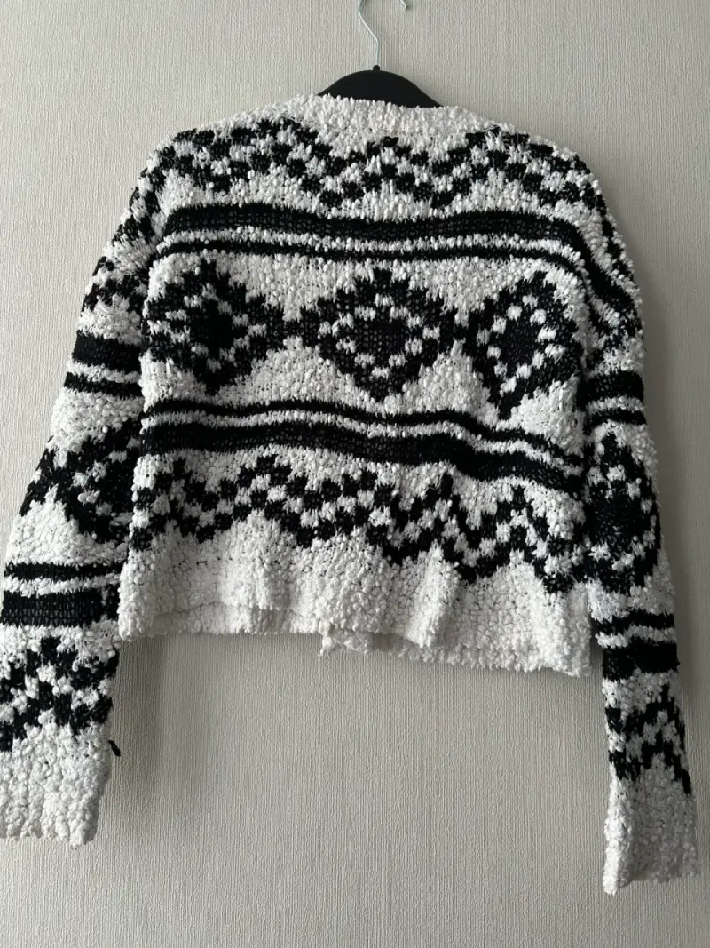 Cardigan de lana blanco y negro talla M - 4