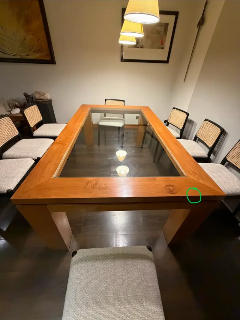 Mesa de Comedor de Madera con Vidrio - 3