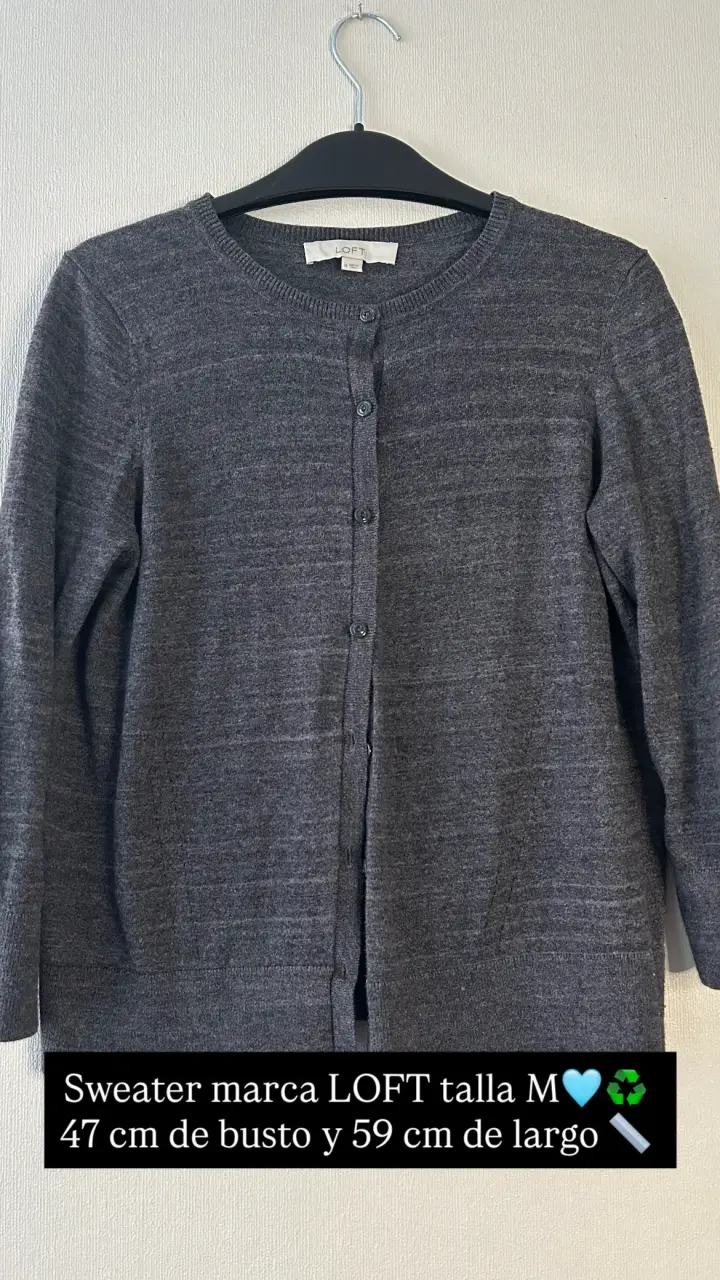 Cardigan gris de lana marca LOFT talla M - 2