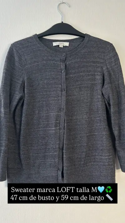 Cardigan gris de lana marca LOFT talla M - miniatura 2