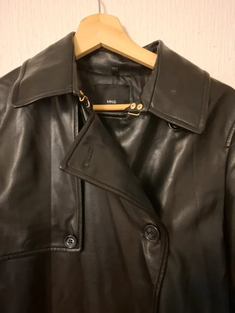 Abrigo de cuero negro MNG para mujer - 1