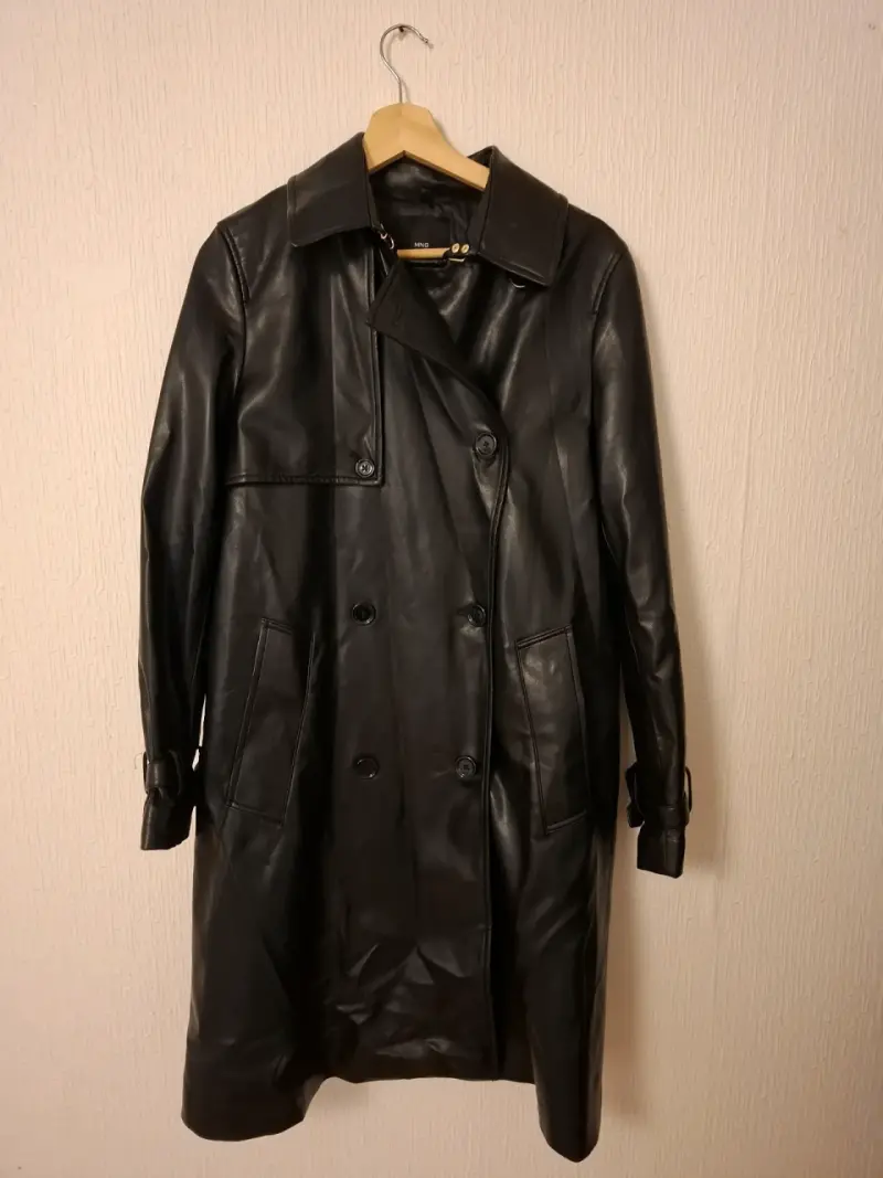 Abrigo de cuero negro MNG para mujer - 2