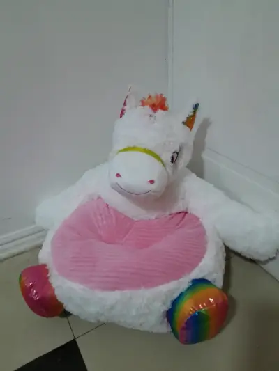 Sillón infantil unicornio peluche blanco y rosa - miniatura 1