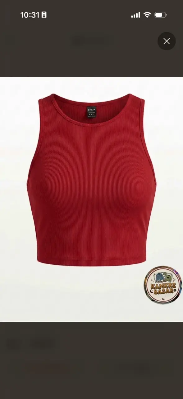 Top corto rojo sin mangas para mujer - 2