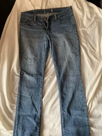 Jeans rectos de mezclilla azul - miniatura 1