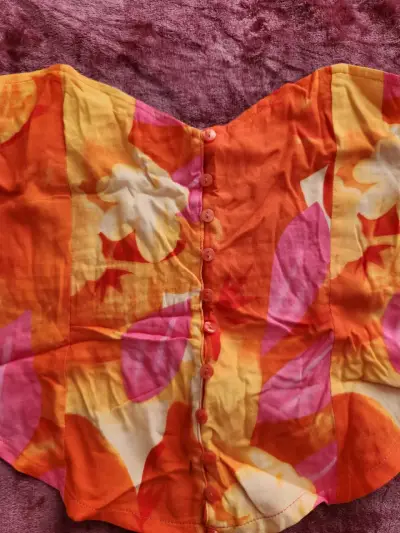 Top strapless floral naranja y rosa - miniatura 2