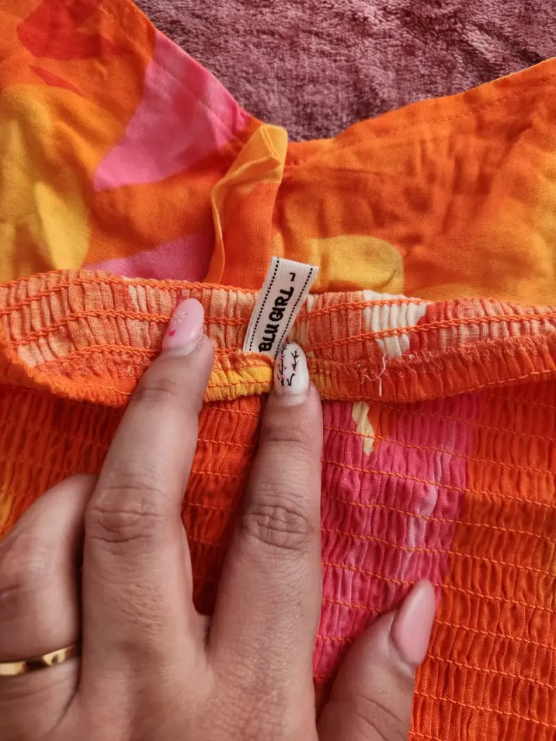 Top strapless floral naranja y rosa - 4