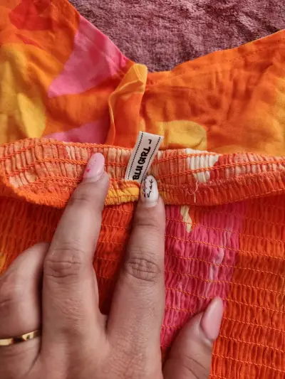 Top strapless floral naranja y rosa - miniatura 4