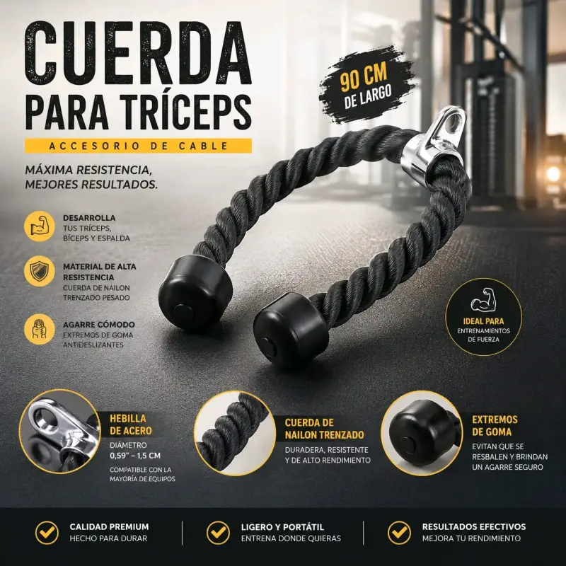 Cuerda para tríceps de nailon 90 cm - 1