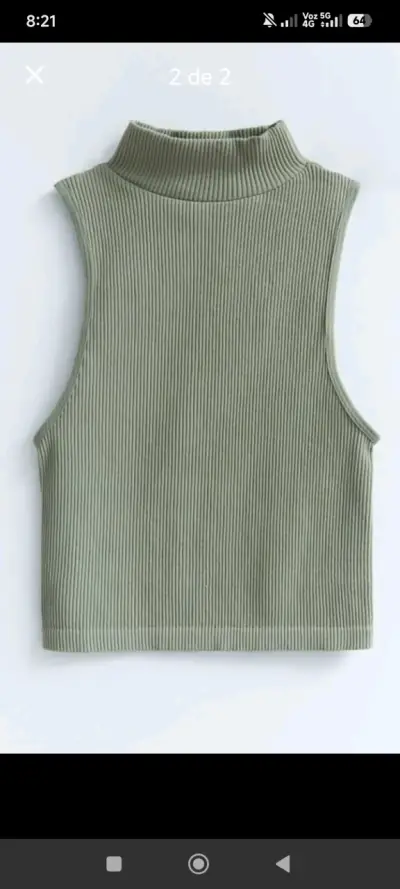 Polera sin mangas cuello alto verde - miniatura 3