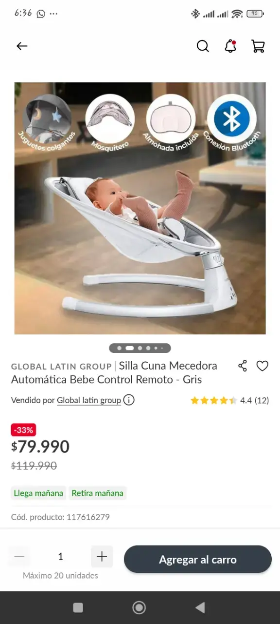 Silla Cuna Mecedora Automática con Control Remoto - 4