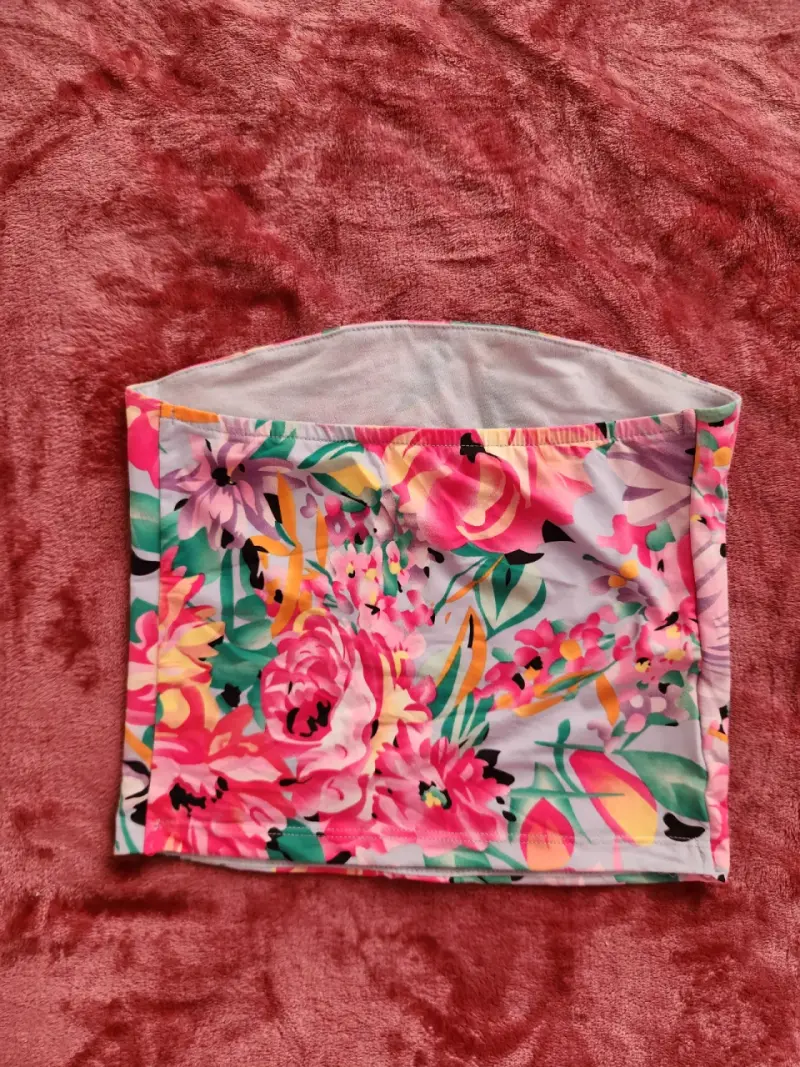 Top strapless floral multicolor para mujer - 2