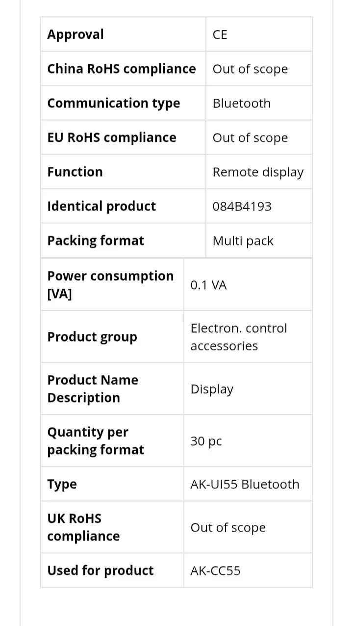 Pantalla remota Danfoss AK-UI55 Bluetooth - 4