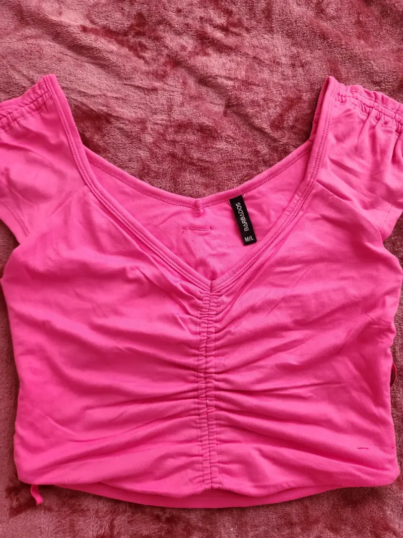 Top corto rosa fucsia Babados - 2