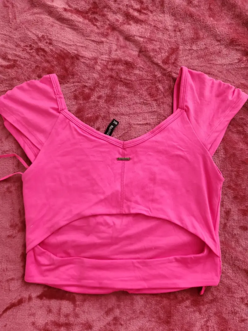 Top corto rosa fucsia Babados - 3
