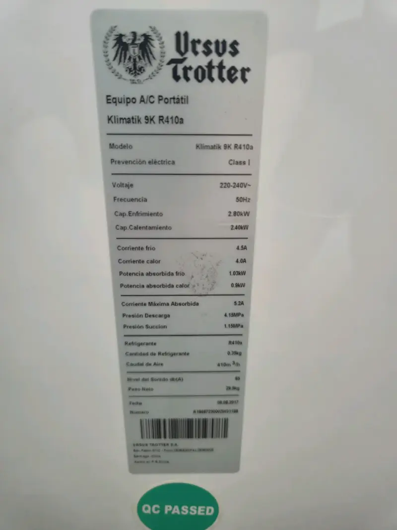 Aire acondicionado portátil Ursus Trotter Klimatik 9K R410a - 2