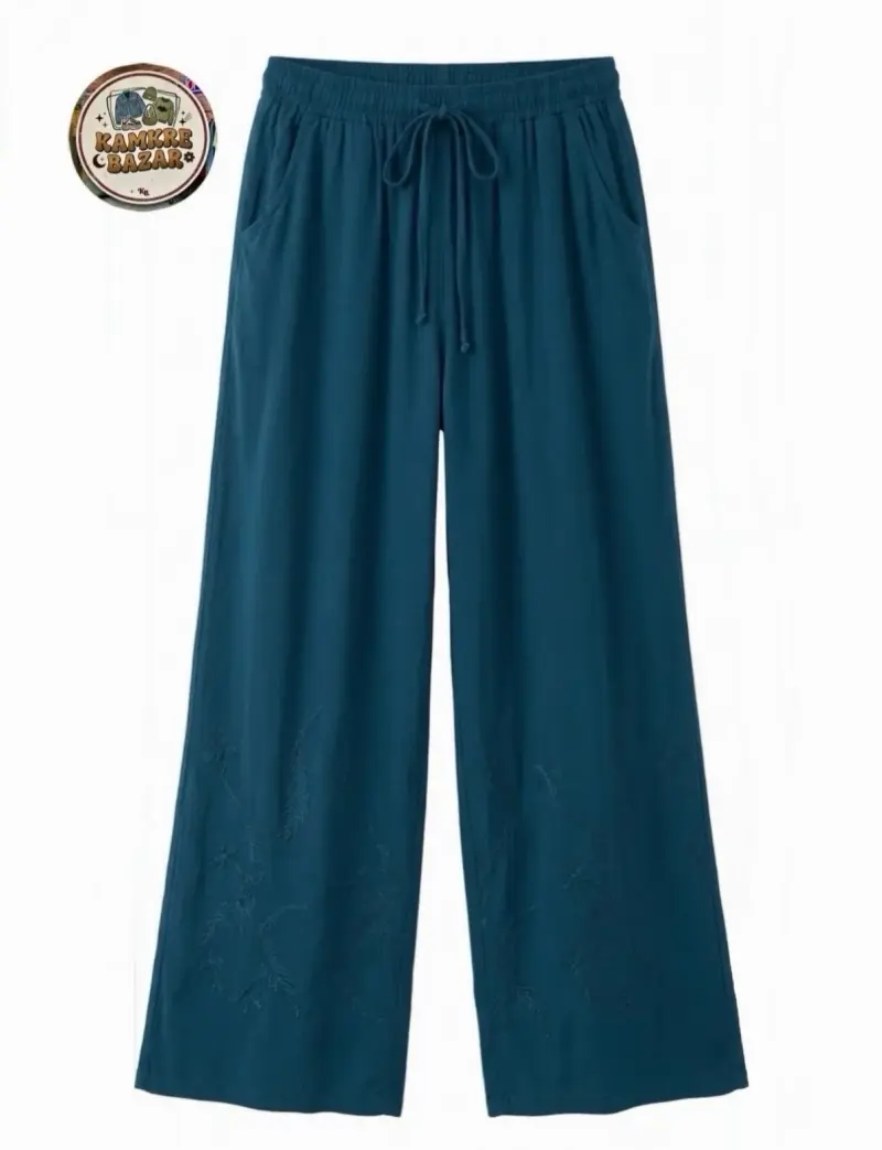 Pantalones holgados azul oscuro para mujer - 1