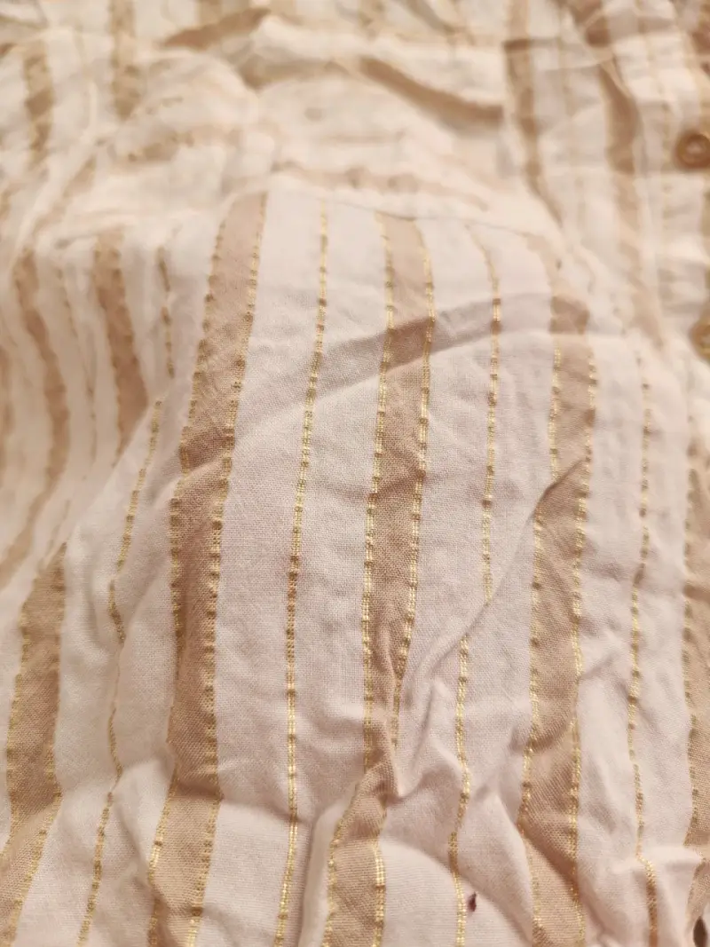 Blusa de rayas beige y dorado para mujer - 4