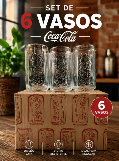 Set de 6 vasos Coca-Cola diseño lata 350 ml - miniatura 1
