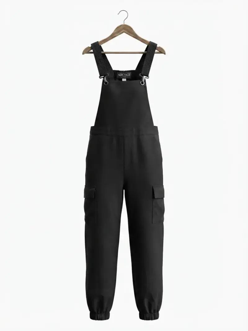 Overol negro unisex con tirantes ajustables - 1