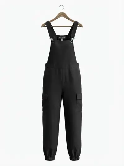 Overol negro unisex con tirantes ajustables - miniatura 1
