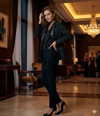 Blazer ASH de mujer negro con diseño a cuadros - miniatura 1