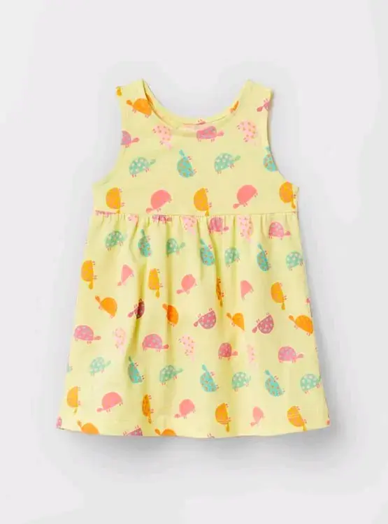 Vestido infantil amarillo con estampado de tortugas - 1