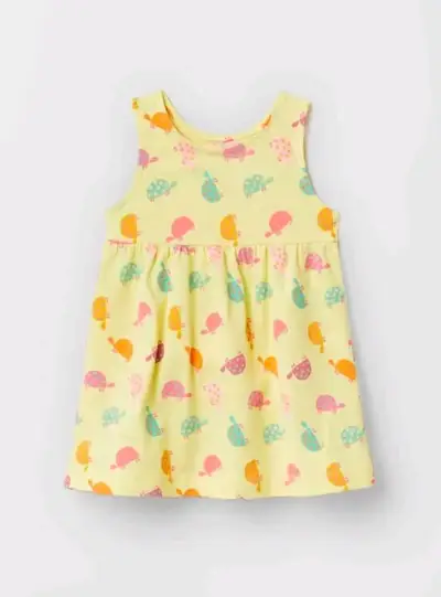 Vestido infantil amarillo con estampado de tortugas - miniatura 1