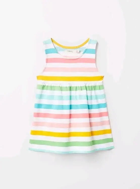 Vestido infantil a rayas multicolor - 1