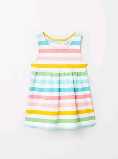 Vestido infantil a rayas multicolor - miniatura 1
