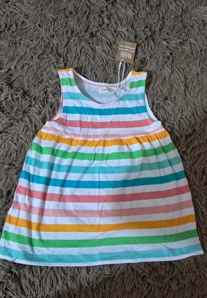 Vestido infantil a rayas multicolor - 2