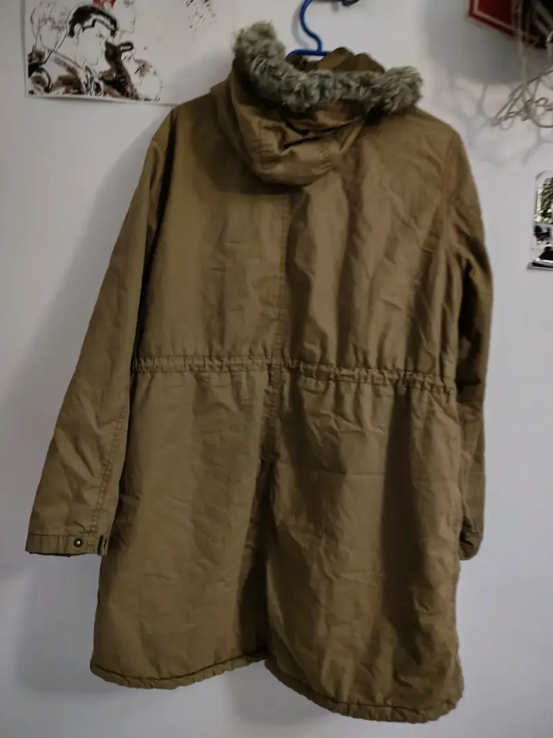 Parka marrón con capucha de piel Old Navy XL - 3
