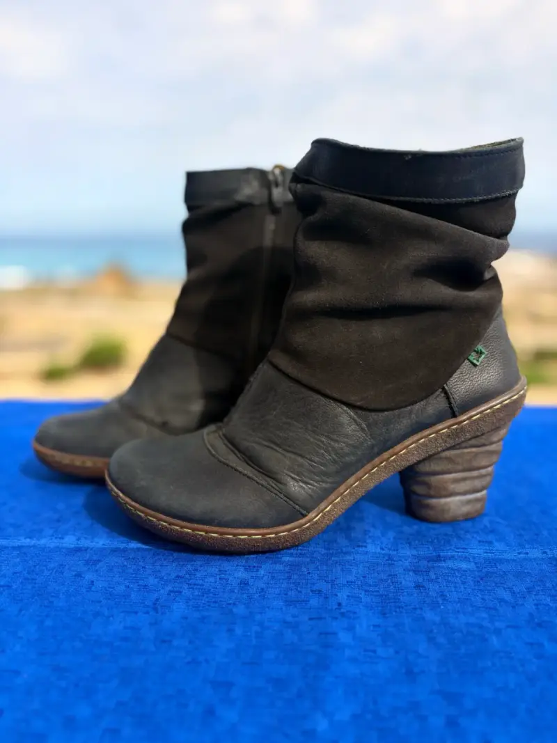 Botines de cuero negro con tacón alto - 1