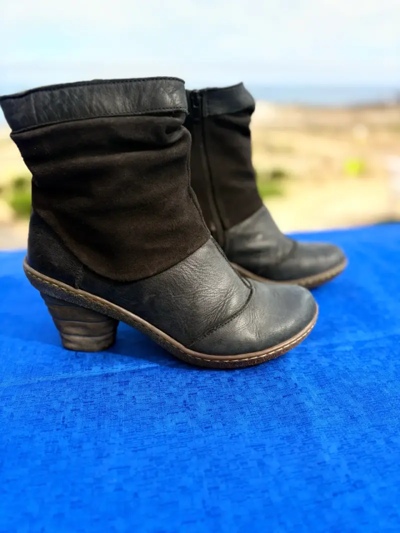 Botines de cuero negro con tacón alto - 2