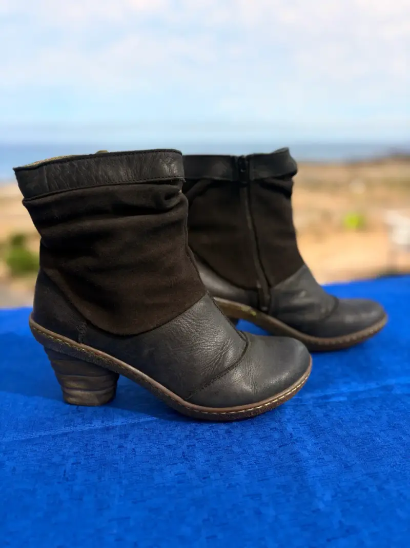 Botines de cuero negro con tacón alto - 3