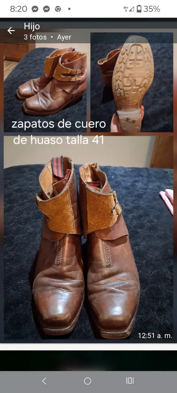 Zapatos de cuero de huaso talla 41