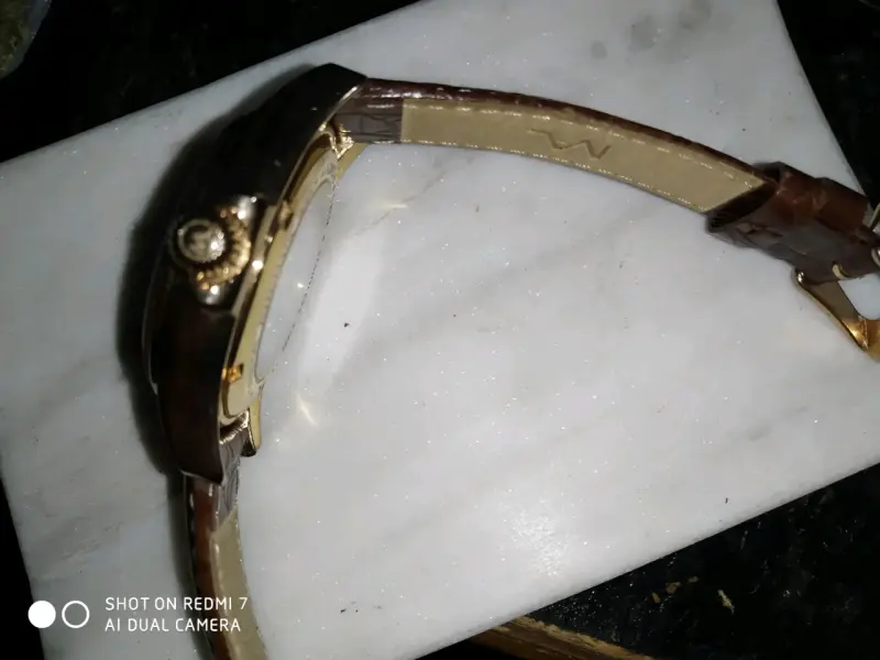 Reloj automático con correa de cuero marrón - 3