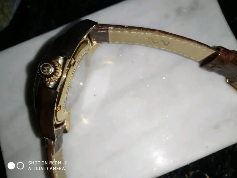 Reloj automático con correa de cuero marrón - 4