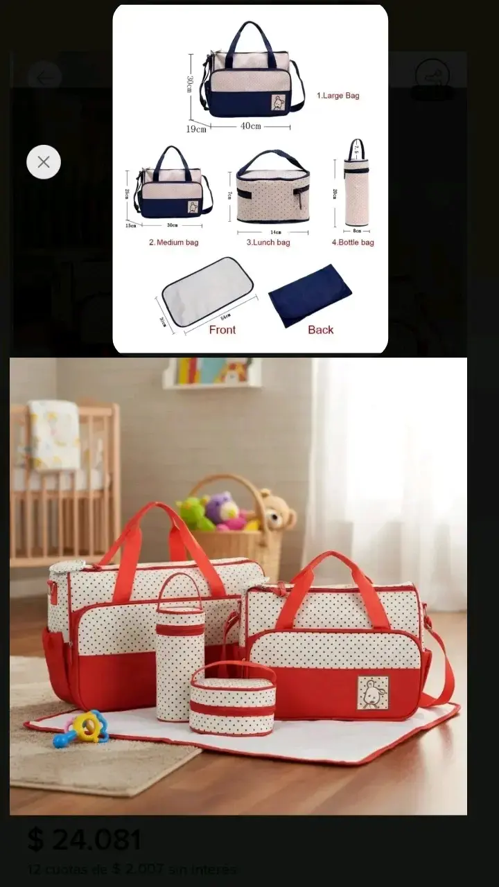 Set de Bolsos Maternales con Cambiador