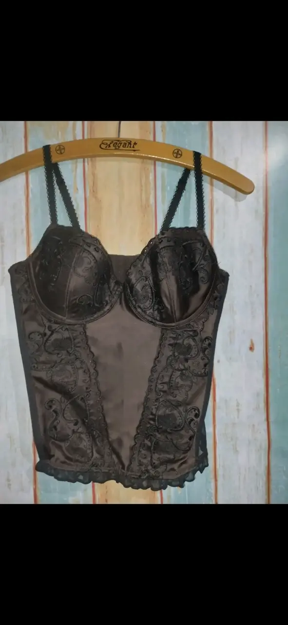 Corset negro elegante con encaje - 1