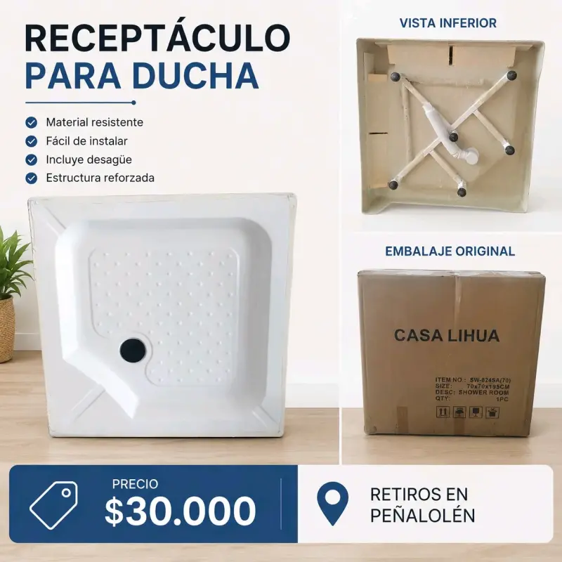Receptor de ducha cuadrado de cerámica blanca - 6